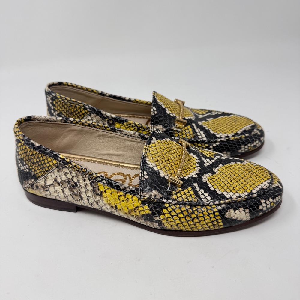 Sam Edelman Lior Loafers – Yellow & Black Snake Print Size 6M / EU 36